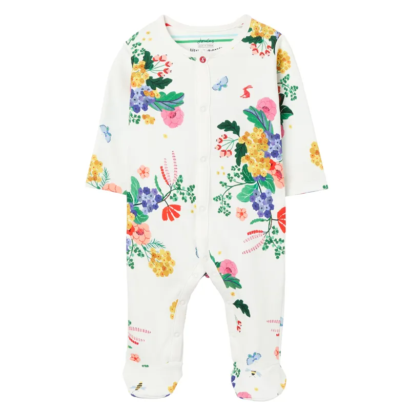 Joules Razamataz Printed Babygrow - White Garden Floral